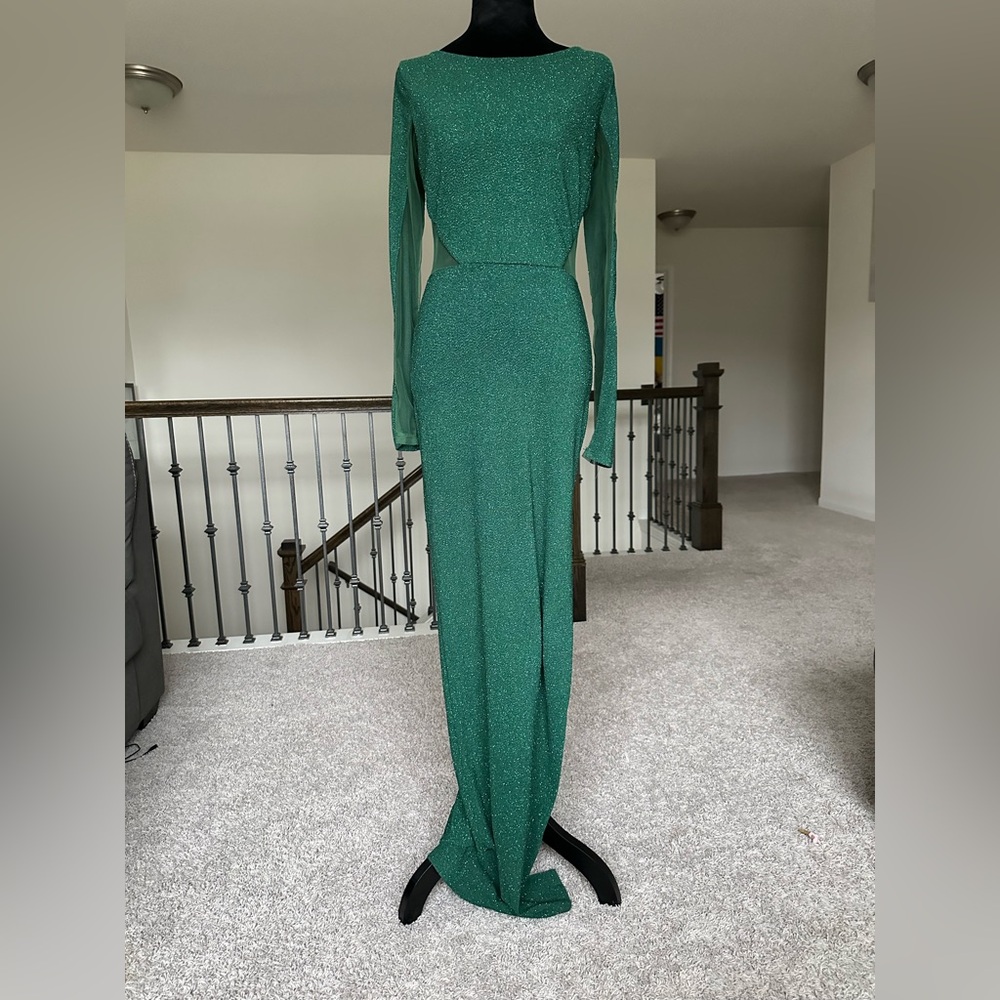 Windsor emerald green glitter gown, size S